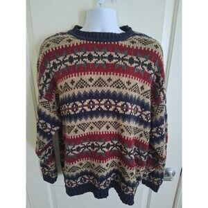 Vtg Abercrombie & Fitch The Big Sweater GeometricChunky Knit Sweater Size XL